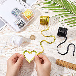 6ロール6色の環境に優しいプラスチック製のスパンコールビーズ  スパンコールビーズ  装飾アクセサリー  フラットラウンド  ミックスカラー  6mm  約5m /ロール&nbsp;PVC-CY0001-06C