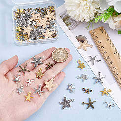 80Pcs 10 Styles DIY Starfish Tibetan Style Alloy Pendants & Links Connector Charms Findings Kits&nbsp;FIND-HY0004-63