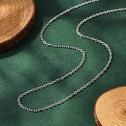 Classic Plain 304 Stainless Steel Mens Womens Cable Chain Necklaces&nbsp;STAS-UN0017-38P-A