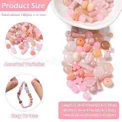130Pcs 11 Styles Synthetic Coral & Natural Pink Opal & Dyed Malaysia Jade & Rose Quartz & Pink Aventurine Beads&nbsp;G-YW0002-98