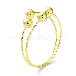 Rack Plating Brass Round Ball Beded Cuff Bangle for Women&nbsp;BJEW-F465-01G