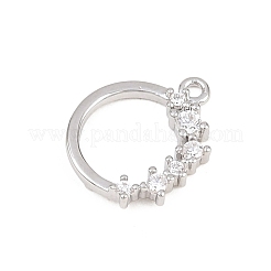 真鍮マイクロパヴェクリアキュービックジルコニアペンダント  ラウンドリングチャーム  プラチナ  12x10x2mm  穴：1mm&nbsp;KK-D225-14P-01
