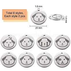 16Pcs 8 Style Stainless Steel Pendants&nbsp;STAS-SZ0002-01
