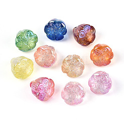 UVメッキ透明アクリルパーツ  蓮の鞘  ミックスカラー  18.5x17.5x17~17.5mm  穴：2.6mm&nbsp;TACR-T030-31M