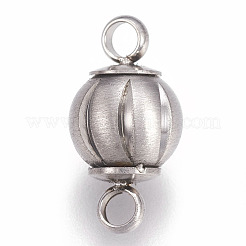 ループ付き304ステンレススチール製マグネット留め具  マット面  ラウンド  つや消しプラチナ  16.5x10mm  穴：2mm&nbsp;STAS-O114-083MP