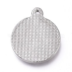 変色しない304ステンレススチールペンダント  花付きフラットラウンド  ステンレス鋼色  20x16.5x2.5mm  穴：1.2mm&nbsp;STAS-Z014-06P
