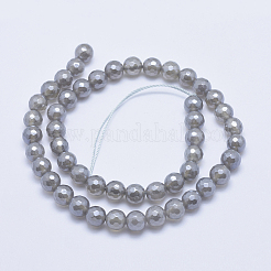 Electroplated Natural Grey Agate Beads Strands&nbsp;X-G-G724-8mm