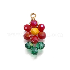 5 個の UV メッキアクリルパーツ  花  スプレー塗装された透明ガラス  ゴールドカラー  20.5~21x10.5~11x4mm  穴：2mm&nbsp;PALLOY-TA00271