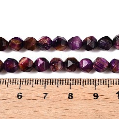 染めの天然タイガーアイビーズ連売り  ラウンド  多面カット  青紫色  5.5~6x5.5~6.5mm  穴：1mm  約60~62個/連  14.17~14.88''（36~37.2センチメートル）&nbsp;G-T138-220B