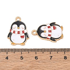 合金エナメルチャーム  ペンギンチャーム  ゴールドカラー  ブラック  23x15.5x1.5mm  穴：2mm&nbsp;AL-CBA547F-01A