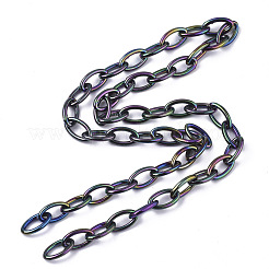 アクリル不透明アズキチェーン  ABカラー  馬の目  ブラック  13x8x2mm  18.5インチ〜19.29インチ（47~49cm）/連&nbsp;PACR-N009-001A