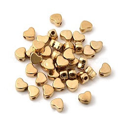 100個2色ccbプラスチックビーズ  ハート  ゴールデン·ステンレス鋼色  6x7x3.5mm  穴：1.8mm  50個/カラー&nbsp;CCB-FS0001-03