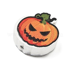 ハロウィーンの木製ビーズ  カボチャ  ダークオレンジ  21.5x20.5x7.5mm  穴：2mm&nbsp;WD-CBA29C7-01F