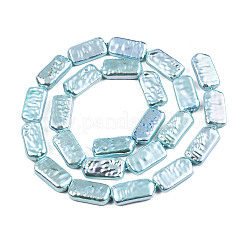 Abs プラスチック模造パール ビーズ 連売り  ABカラーメッキ  長方形  ミディアムターコイズ  17x9x4mm  穴：0.7mm  約24個/連  16.14インチ（41cm）&nbsp;KY-N015-06-A03