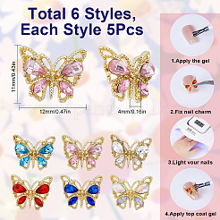 30Pcs 6 Colors Alloy Rhinestone Cabochons&nbsp;MRMJ-SC0001-19