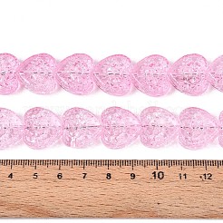 透明ガラスビーズ連売り  ハート  パールピンク  17~17.5x17.5~18x7~8mm  穴：1mm  約40個/連  25.20インチ（64cm）&nbsp;GLAA-N012-02A