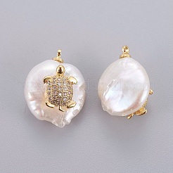 Natural Cultured Freshwater Pearl Pendants&nbsp;PEAR-J004-30G