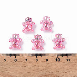 透明なアクリルビーズ  ABカラーメッキ  クマ  ミックスカラー  16x13x8.5mm  穴：2mm&nbsp;X1-MACR-S154-127-C