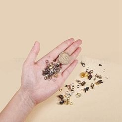 ジュエリーパーツセット  鉄コードが終了すると/リボン/丸カンと亜鉛合金カニカンを終了します  ミックスカラー  コードエンデ：6x3x2.3mm  リボンの端：10x7x5mm  穴：2mm  クラスプ：12x6mm  穴：1.5mm  丸カン：5x0.7ミリ&nbsp;FIND-PH0007-01