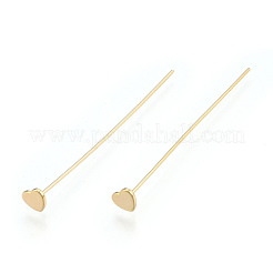 真鍮のハートヘッドピン  ニッケルフリー  18KGP本金メッキ  51x0.7mm  ヘッド：5x6mm&nbsp;KK-N259-42
