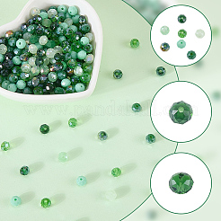 150g ミックススタイルガラスビーズ  多面カット  ロンデル  グリーン  6x5mm  穴：1mm&nbsp;EGLA-SC0001-63