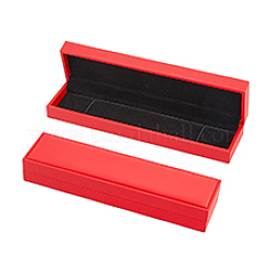 内側がベルベットの長方形PUレザーネックレス収納ボックス  クリムゾン  22x5.6x3.6cm&nbsp;CON-WH0094-31D-02