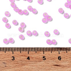 8/0 ガラスシードビーズ  艶消し  銀並ぶ  ラウンド  パールピンク  3x2mm  穴：0.8mm&nbsp;SEED-Z001-C-E11