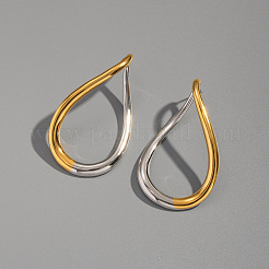 304 Stainless Steel Two Tone Hollow Teardrop Stud Earrings&nbsp;UK5344