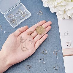 24個 4色 304ステンレススチール ハーフフープピアス  ミックスカラー  19x15x2.5mm  ピン：0.7mm  6個/カラー&nbsp;STAS-UN0023-99