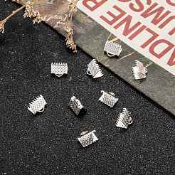 アイアン製カシメリボン止めエンドパーツ  長方形  銀  8x8mm  穴：2mm  約5000個/袋&nbsp;E004Y-S-01