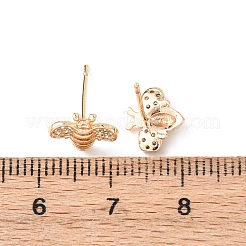 真鍮マイクロパヴェクリアキュービックジルコニアビースタッドピアス  18KGP本金メッキ  7.5x10mm&nbsp;EJEW-L278-10G