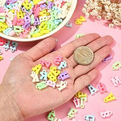 オペークアクリルパーツ  混合文字  ミックスカラー  13x6x3.5mm  穴：2mm&nbsp;MACR-CJ0001-38