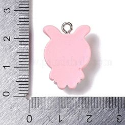 不透明樹脂ペンダント  プラチナメッキの鉄製ループが付いた漫画の女の子のチャーム  兎  23x16x7mm  穴：2mm&nbsp;RESI-S403-05A
