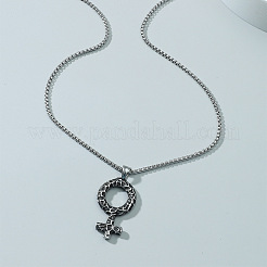 Viking 304 Stainless Steel Female Symbol Pendant Box Chain Necklaces for Unisex&nbsp;WG343F0-01