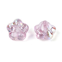 電気メッキガラスビーズセット  花  パールカラーの  半分メッキ  フラミンゴ  6~6.5x8x8mm  穴：0.7~0.9mm  約121~123個/連  25.98~26.57''（66~67.5センチメートル）&nbsp;EGLA-T021-22D