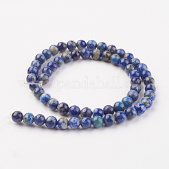 天然石ラピスラズリビーズ連売り  ラウンド  8mm  穴：1mm  約45~47個/連  15インチ（38cm）&nbsp;G-G099-8mm-7A