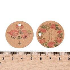 クラフト紙の花柄ギフトタグ100個  ラウンド  バリーウッド  3x0.04cm&nbsp;CDIS-H007-02