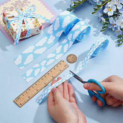 15 Yards 3 Styles Polyester Cloud Printed Grosgrain Ribbons&nbsp;OCOR-OC0001-76