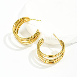 Retro Triple C-shaped 201 Stainless Steel Stud Earrings&nbsp;PN7047