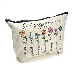 プリントリネン収納ジッパークラッチバッグ  化粧バッグ  長方形  カラフル  花  161x256x3mm  展開：161x256x78mm&nbsp;ABAG-Z002-01A