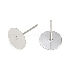 Non-Tarnish 304 Stainless Steel Flat Round Blank Peg Stud Earring Findings&nbsp;A-STAS-S028-37