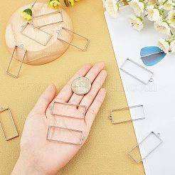 ラックメッキ合金長方形オープンバックベゼルペンダント  UVレジンDIY用  エポキシ樹脂  プレスジュエリー  鉛フリーとニッケルフリー  プラチナ  49x20x3.5mm  穴：3mm  30個/箱&nbsp;PALLOY-UN0001-12P-FF