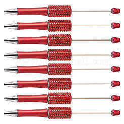 Abs樹脂ボールペン  ベーキングペイントのビーズペン  ジュエリービーズ付きDIYパーソナライズペン用  レッド  145x14mm&nbsp;LS-BT-TAC0003-06G