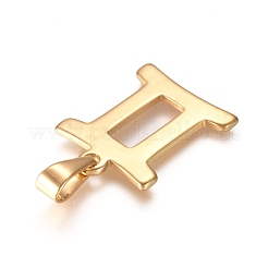304ステンレスペンダント  星座/星座  ゴールドカラー  双子座  20x15x1.5mm  穴：3mm&nbsp;STAS-L210-06K-G-01