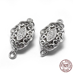 Anti-Tarnish Rhodium Plated 925 Sterling Silver Box Clasps&nbsp;STER-L057-010P