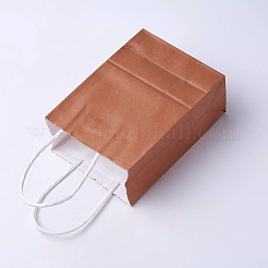 クラフト紙袋  ハンドル付き  ギフトバッグ  ショッピングバッグ  長方形  サドルブラウン  15x11x6cm&nbsp;LS-CARB-E002-XS-Z01
