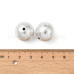 UVメッキ CCB プラスチックビーズ  テクスチャー  ラウンド  銀  17.5x17mm  穴：2.4mm&nbsp;FIND-Z066-02C