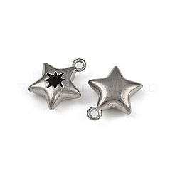 304ステンレススチールチャーム  ラインストーン付き  星のチャーム  ミックスカラー  14.5x12.5x5.5mm  穴：1.6mm&nbsp;STAS-I342-10P