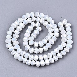 電気メッキガラスビーズセット  ABカラーメッキ  多面カット  ラウンド  ホワイト  6x4.5mm  穴：1.2mm  約95~98個/連  16.73~17.32インチ（42.5~44cm）&nbsp;EGLA-S194-01A-A08