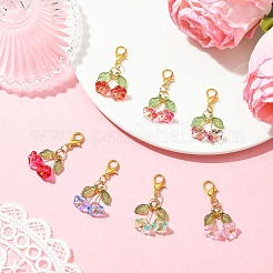 ガラスとアクリルのペンダント装飾7個  花  合金製カニカン付き  ミックスカラー  34mm&nbsp;HJEW-YW00125